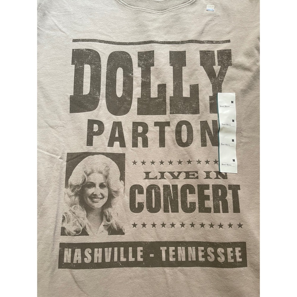 Dolly Parton Live in Concert Nashville Graphic T-Shirt Tan Size M NWT - Picture 3 of 4